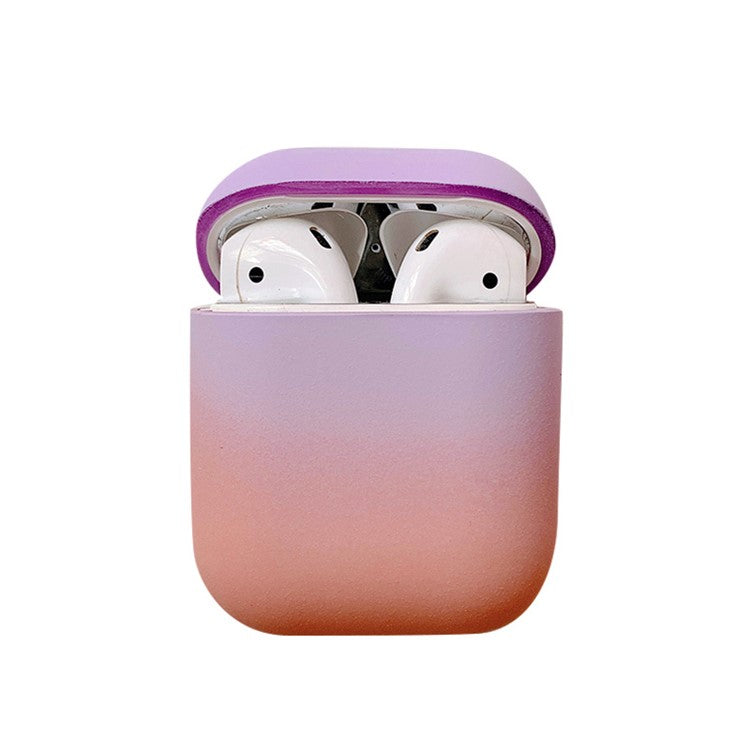 For Apple AirPods with Charging Case (2016) / (2019)  /  AirPods with Wireless Charging Case (2019) Gradient Frosted PC Hard Case Protective Cover (without Buckle) - Purple / Pink