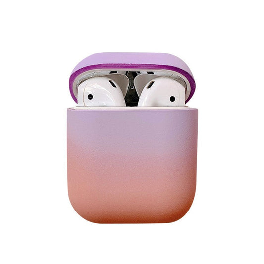 For Apple AirPods with Charging Case (2016) / (2019)  /  AirPods with Wireless Charging Case (2019) Gradient Frosted PC Hard Case Protective Cover (without Buckle) - Purple / Pink