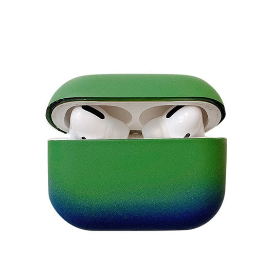 For Apple AirPods Pro Gradient Frosted Bluetooth Earphone Protective Cover PC Hard Case (without Buckle) - Green / Blue