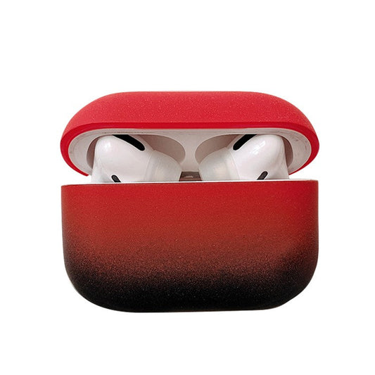 For Apple AirPods Pro Gradient Frosted Bluetooth Earphone Protective Cover PC Hard Case (without Buckle) - Red / Black