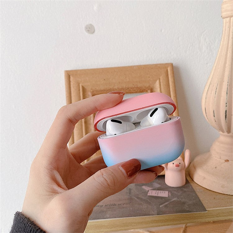 For Apple AirPods Pro Gradient Frosted Bluetooth Earphone Protective Cover PC Hard Case (without Buckle) - Pink / Blue