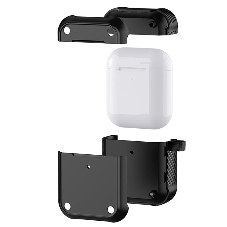 For Apple AirPods with Charging Case (2016) / (2019) / AirPods with Wireless Charging Case (2019) Dual-color PC+TPU Earphone Case Anti-drop Cover with Carabiner - Yellow