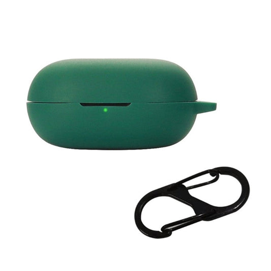 Flexible Silicone Case for SoundPEATS Life Earphone Charging Box, Drop Protection Cover with Anti-lost Buckle - Blackish Green