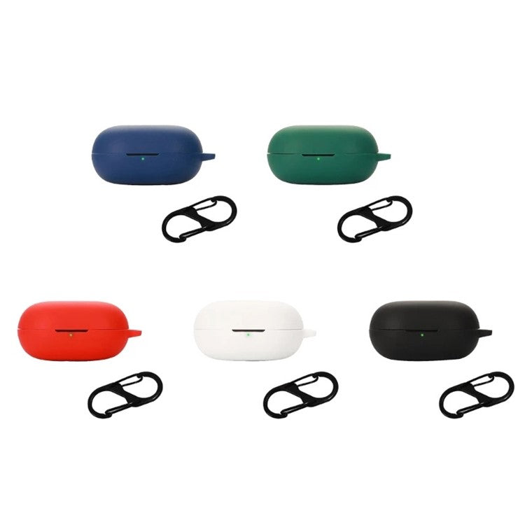 Flexible Silicone Case for SoundPEATS Life Earphone Charging Box, Drop Protection Cover with Anti-lost Buckle - Blackish Green