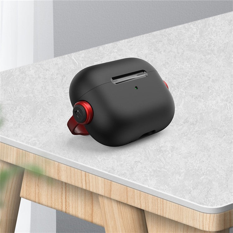 For Apple AirPods Pro 2 Anti-drop Earphone Case Headset Style Dual-color PC+TPU Earbud Cover with Ring Strap - Black / White