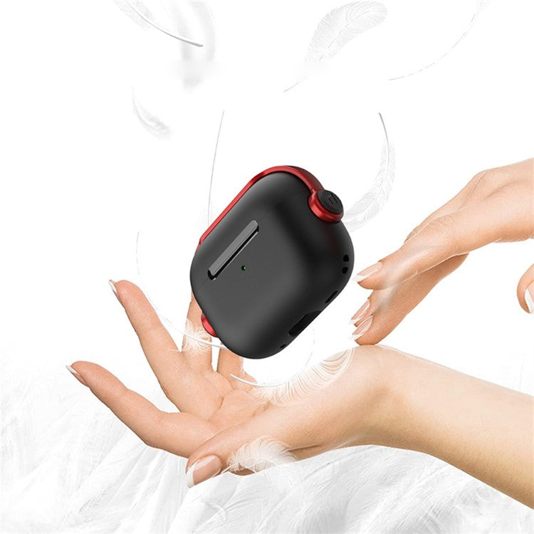 For Apple AirPods Pro 2 Anti-drop Earphone Case Headset Style Dual-color PC+TPU Earbud Cover with Ring Strap - Black