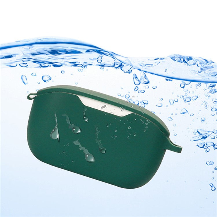 Flexible Silicone Case for JBL WAVE BUDS Earphone Charging Bin, Drop Protection Cover with Carrying Buckle - Dark Blue