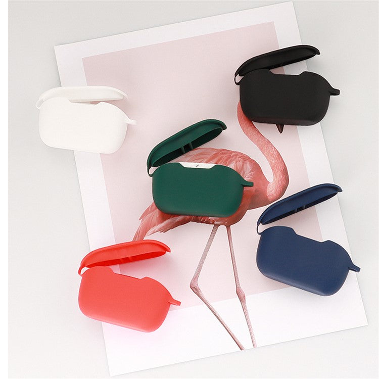 Flexible Silicone Case for JBL WAVE BUDS Earphone Charging Bin, Drop Protection Cover with Carrying Buckle - White
