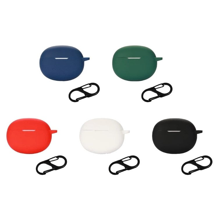 For Oraimo Riff Bluetooth Earphone Silicone Case Anti-drop Earbud Charging Case Cover with Hanging Buckle - Red