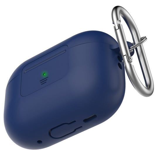 AHASTYLE WG108 Silicone Case for AirPods Pro 2 Case Cover Anti-Fall Integrated Bluetooth Headset Protector with Strap, Hook - Midnight Blue
