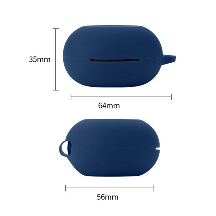 Dust-proof Wireless Bluetooth Earphones Case for Oraimo Airbuds 3, Soft Silicone Cover with Anti-lost Buckle - Dark Blue