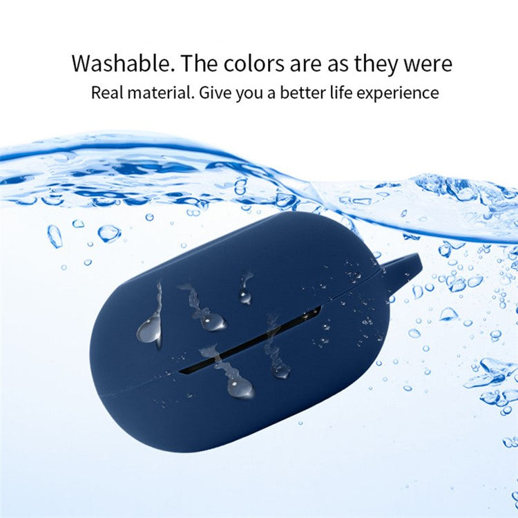 Dust-proof Wireless Bluetooth Earphones Case for Oraimo Airbuds 3, Soft Silicone Cover with Anti-lost Buckle - White