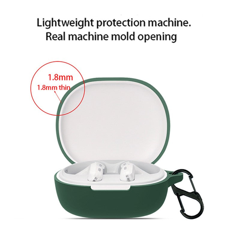 Protective Shell for Xiaomi Redmi Buds 4 Youth Edition, Wireless Bluetooth Earphones Anti-scratch Silicone Cover with Anti-lost Buckle - Blackish Green
