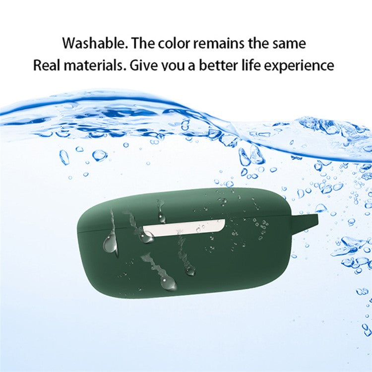 Protective Shell for Xiaomi Redmi Buds 4 Youth Edition, Wireless Bluetooth Earphones Anti-scratch Silicone Cover with Anti-lost Buckle - Blackish Green