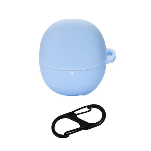 For Xiaomi Buds 4 Wireless Bluetooth Earphones Charging Box Solid Color Silicone Cover with Anti-lost Buckle - Sky Blue