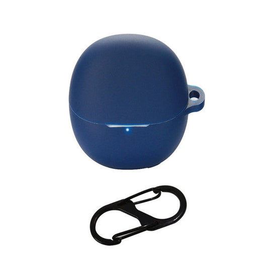 For Xiaomi Buds 4 Wireless Bluetooth Earphones Charging Box Solid Color Silicone Cover with Anti-lost Buckle - Dark Blue
