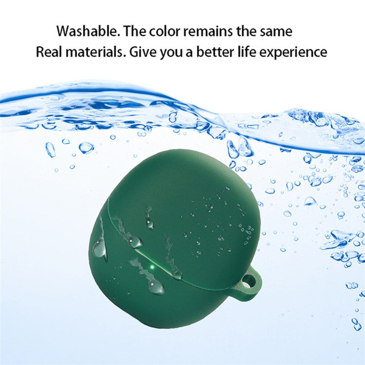 For Xiaomi Buds 4 Wireless Bluetooth Earphones Charging Box Solid Color Silicone Cover with Anti-lost Buckle - Dark Blue