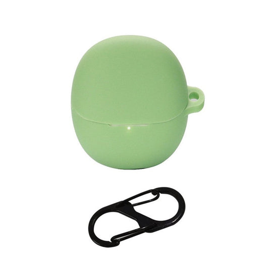 For Xiaomi Buds 4 Wireless Bluetooth Earphones Charging Box Solid Color Silicone Cover with Anti-lost Buckle - Matcha Green