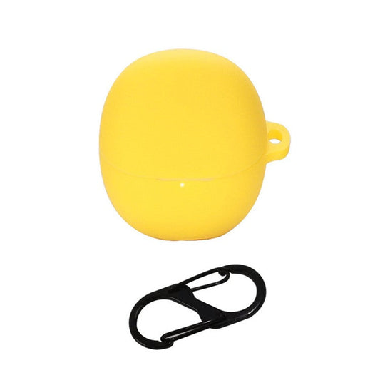 For Xiaomi Buds 4 Wireless Bluetooth Earphones Charging Box Solid Color Silicone Cover with Anti-lost Buckle - Yellow