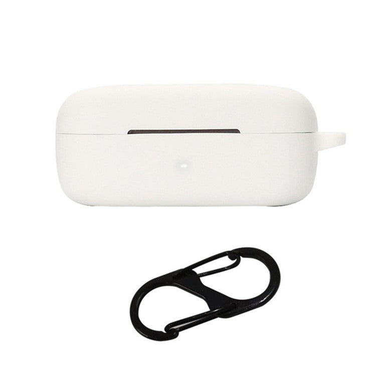 For EarFun Free Pro 2 Wireless Bluetooth Earphones Case with Anti-lost Buckle, Shockproof Silicone Cover - White