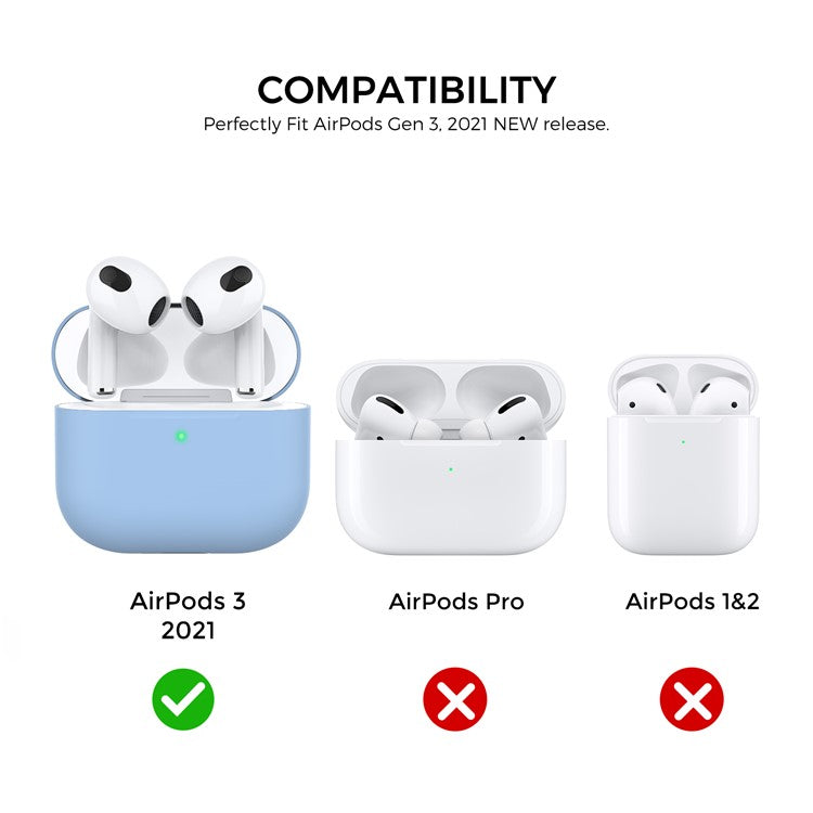 AHASTYLE PT147-2 Silicone Cover for Apple AirPods 3 Case Dual Color TWS Headset Protective Case (2 Caps + 1 Body) - Sky Blue / Yellow