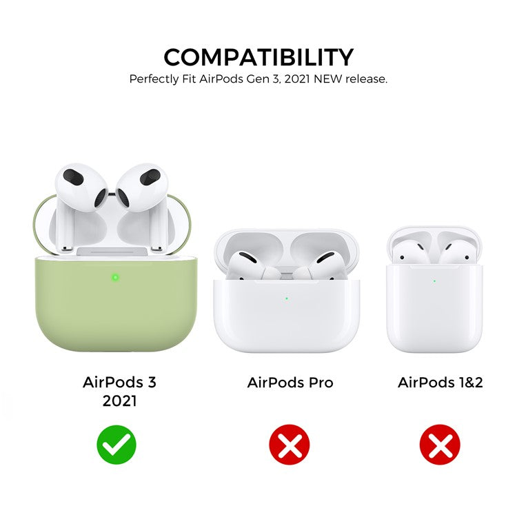 AHASTYLE PT147-2 Silicone Cover for Apple AirPods 3 Case Dual Color TWS Headset Protective Case (2 Caps + 1 Body) - Green / Yellow