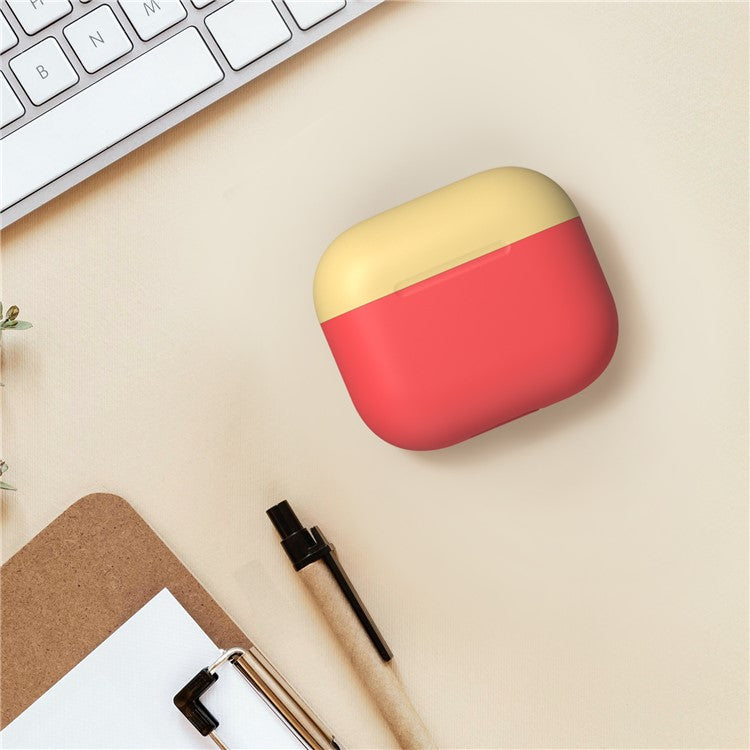 AHASTYLE PT147-2 Silicone Cover for Apple AirPods 3 Case Dual Color TWS Headset Protective Case (2 Caps + 1 Body) - Red / Yellow
