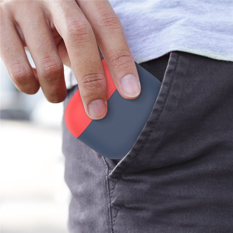 AHASTYLE PT147-2 Silicone Cover for Apple AirPods 3 Case Dual Color TWS Headset Protective Case (2 Caps + 1 Body) - Navy Blue / Red