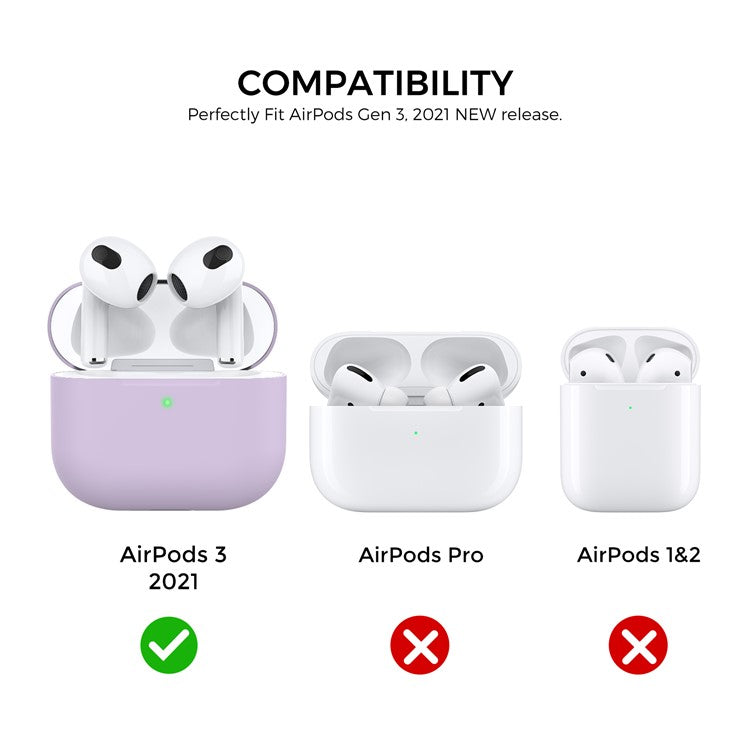 AHASTYLE PT147-2 Silicone Cover for Apple AirPods 3 Case Dual Color TWS Headset Protective Case (2 Caps + 1 Body) - Lavender / Pink