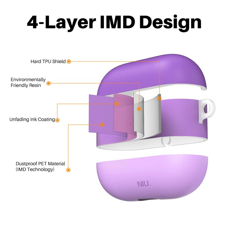 AHASTYLE PT-LC142-3-GT For Apple AirPods 3 IMD Gradient Color Drop-proof Cover Splittable Bluetooth Earphone TPU Protective Case - Gradient Purple