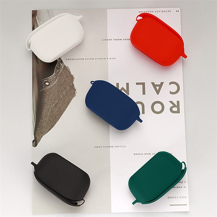 For JBL WAVE 100TWS Portable Bluetooth Earphone Silicone Case Earbud Protective Cover with Anti-loss Buckle - Blackish Green