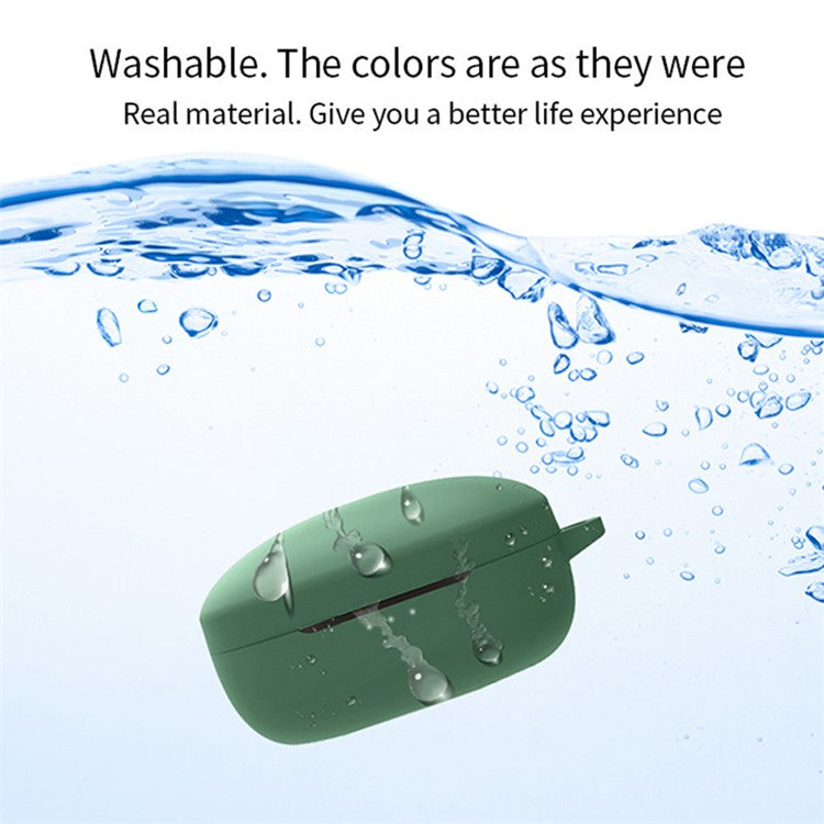 For Anker SoundCore Life P2 Mini Wireless Earphone Case Silicone Protector Cover with Anti-loss Buckle - White