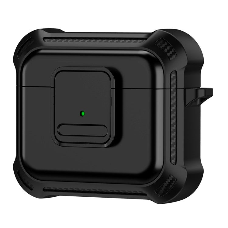 For Apple AirPods 3 Bluetooth Earphone Drop-proof Cover TPU+PC Protective Case with Pressing Button - Black