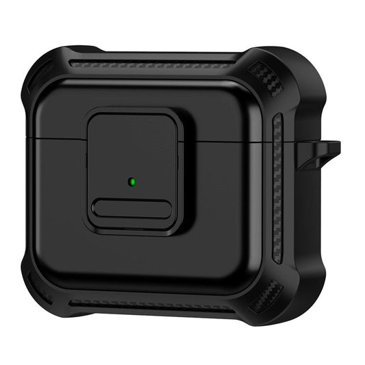 For Apple AirPods 3 Bluetooth Earphone Drop-proof Cover TPU+PC Protective Case with Pressing Button - Black