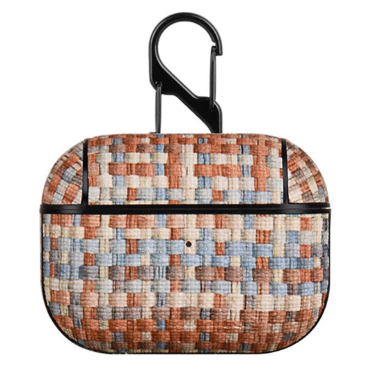 For Apple AirPods Pro Woven Texture PU Leather + PC Case Bluetooth Earphone Protective Cover - Morandi Color