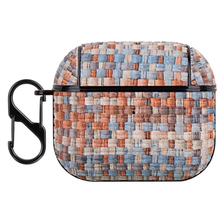 Shockproof Case for Apple AirPods 3 Woven Texture PU Leather PC Case Bluetooth Headset Cover - Morandi Color