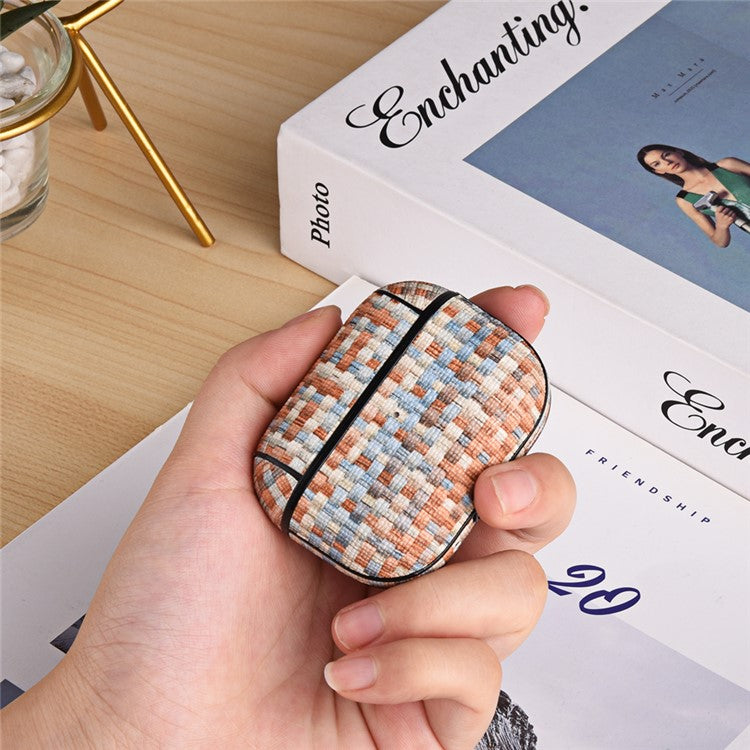 For Apple AirPods with Charging Case (2016) / (2019) / AirPods with Wireless Charging Case (2019) Woven Texture PU Leather PC Case - Morandi Color