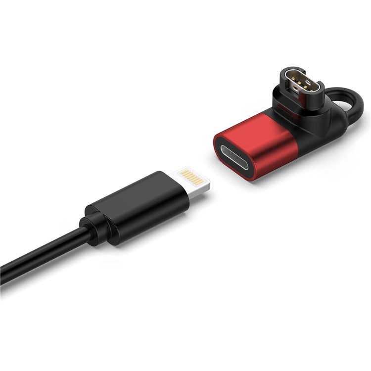 For Garmin Forerunner 265 / 265S / 965 Smart Watch Charging Adapter 8 Pin to Garmin Female Portable Connector - Red