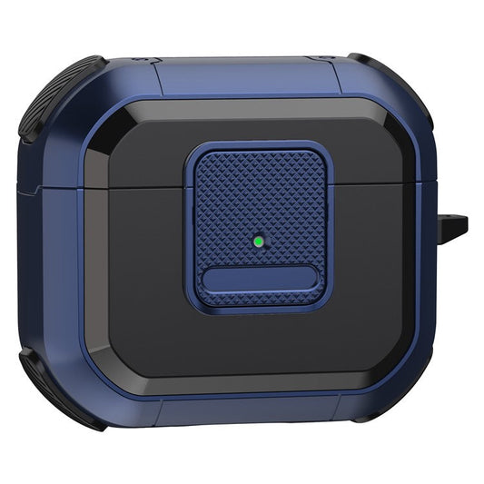 Protective Case for Apple AirPods 3 Case TWS Earbuds TPU PC Cover with Lock, Carabiner - Blue