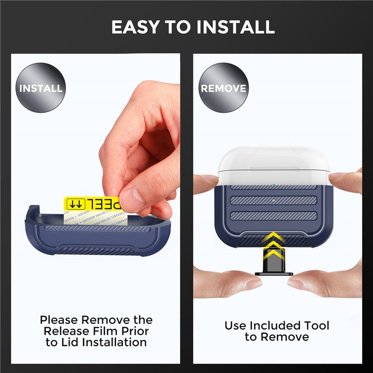 AHASTYLE PT115-PRO For AirPods Pro 2 Silicone Drop-proof Cover Split Type Bluetooth Earphone Protective Case - Blue