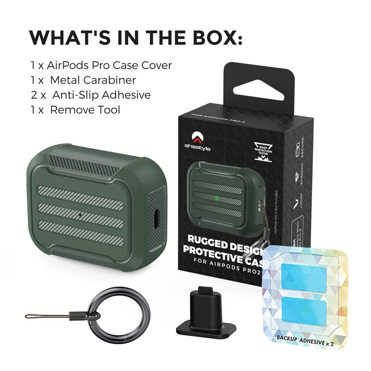 AHASTYLE PT115-PRO For AirPods Pro 2 Silicone Drop-proof Cover Split Type Bluetooth Earphone Protective Case - Green