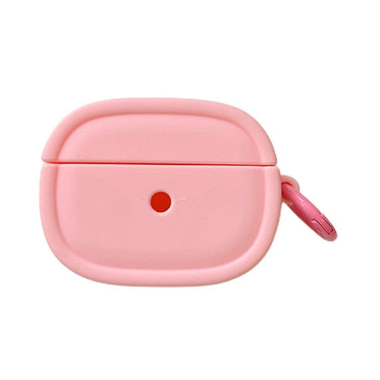 For Apple AirPods Pro / Pro 2 Earphone Protective Cover Candy Color Oval Silicone Case with Hanging Buckle - Pink