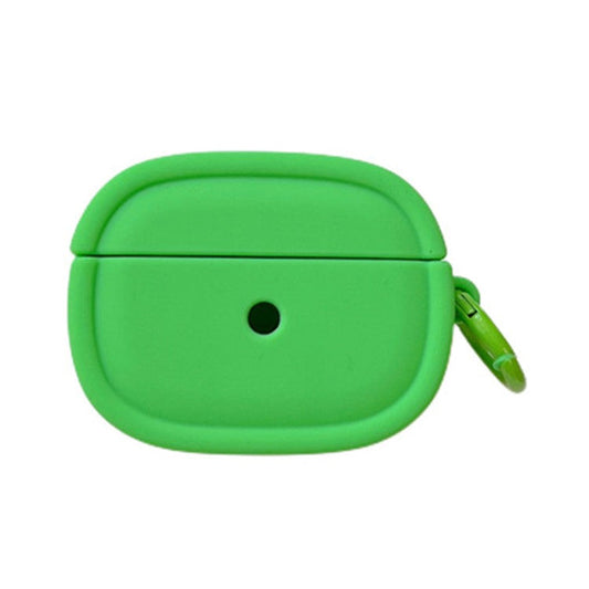 For Apple AirPods Pro / Pro 2 Earphone Protective Cover Candy Color Oval Silicone Case with Hanging Buckle - Green