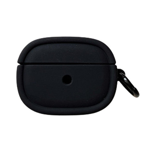 For Apple AirPods 3 Candy Color Oval Silicone Case Earphone Protective Cover with Ring Buckle - Black