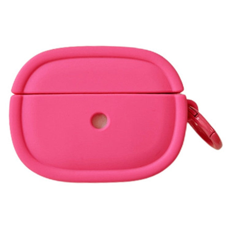 For Apple AirPods 3 Candy Color Oval Silicone Case Earphone Protective Cover with Ring Buckle - Rose