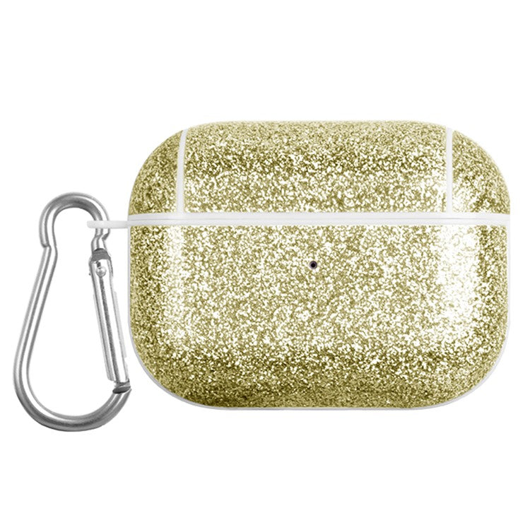 For Apple AirPods Pro Charging Case Cover Glitter TPU+PU Protective Headset Case - Gold