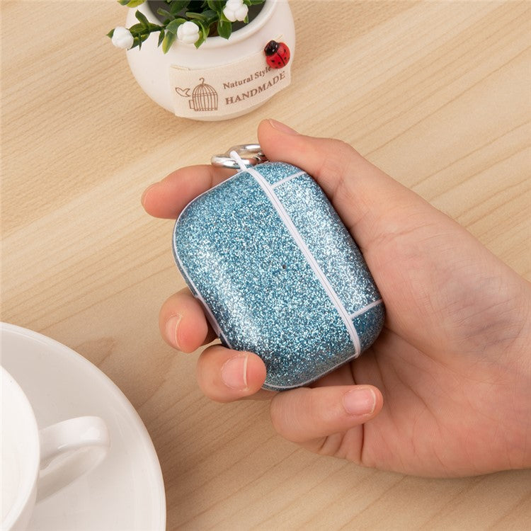 For Apple AirPods Pro Charging Case Cover Glitter TPU+PU Protective Headset Case - Gold