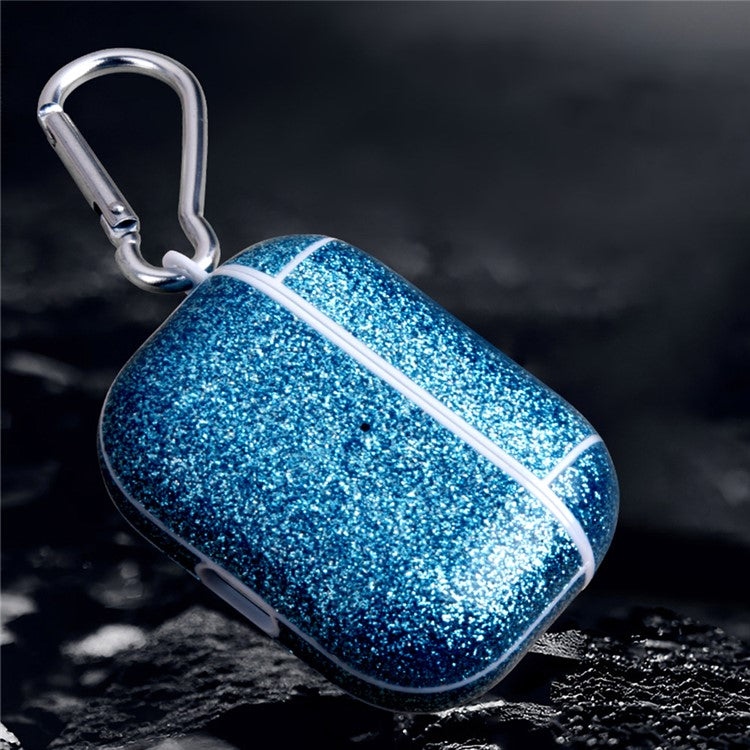 For Apple AirPods Pro Charging Case Cover Glitter TPU+PU Protective Headset Case - Gold