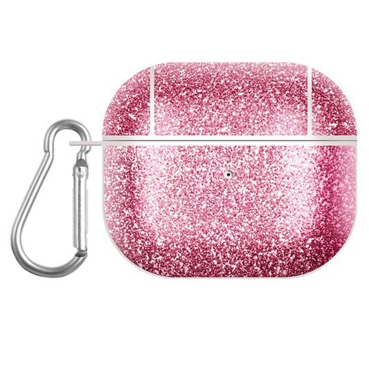 Glitter TPU+PU Case for Apple AirPods 3 Bluetooth Headset Charging Case Protective Cover - Rose