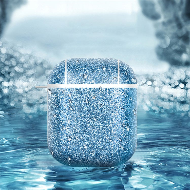 For Apple AirPods with Charging Case (2016) / (2019) / AirPods with Wireless Charging Case (2019) Glitter TPU+PU Case Earbuds Cover - Gold